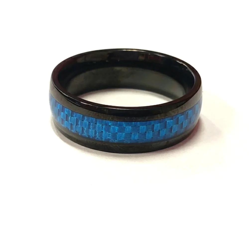 Mens Blue Tungsten Ring Size 12